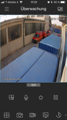 Screenshot der Videoüberwachungs App